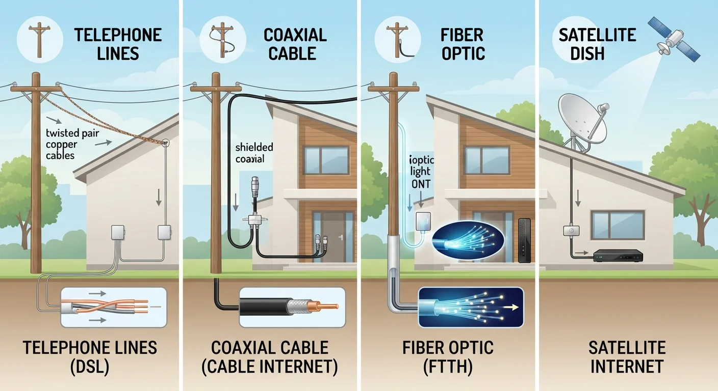DSL vs. Cable vs. Fiber vs. Satellite: Choosing the Right Internet Type