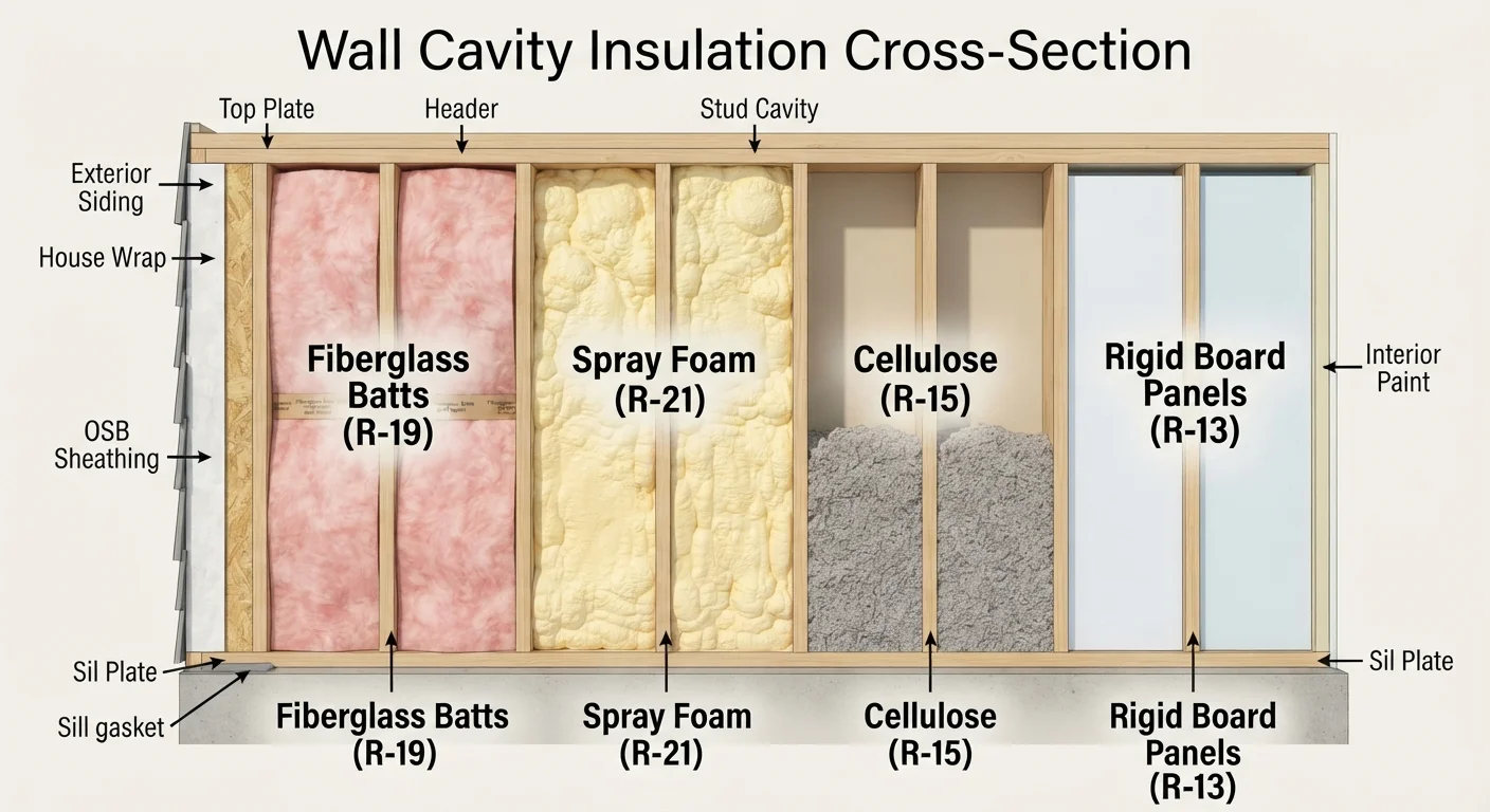 Insulation Types Compared: Fiberglass, Spray Foam, Cellulose, and Rigid Board