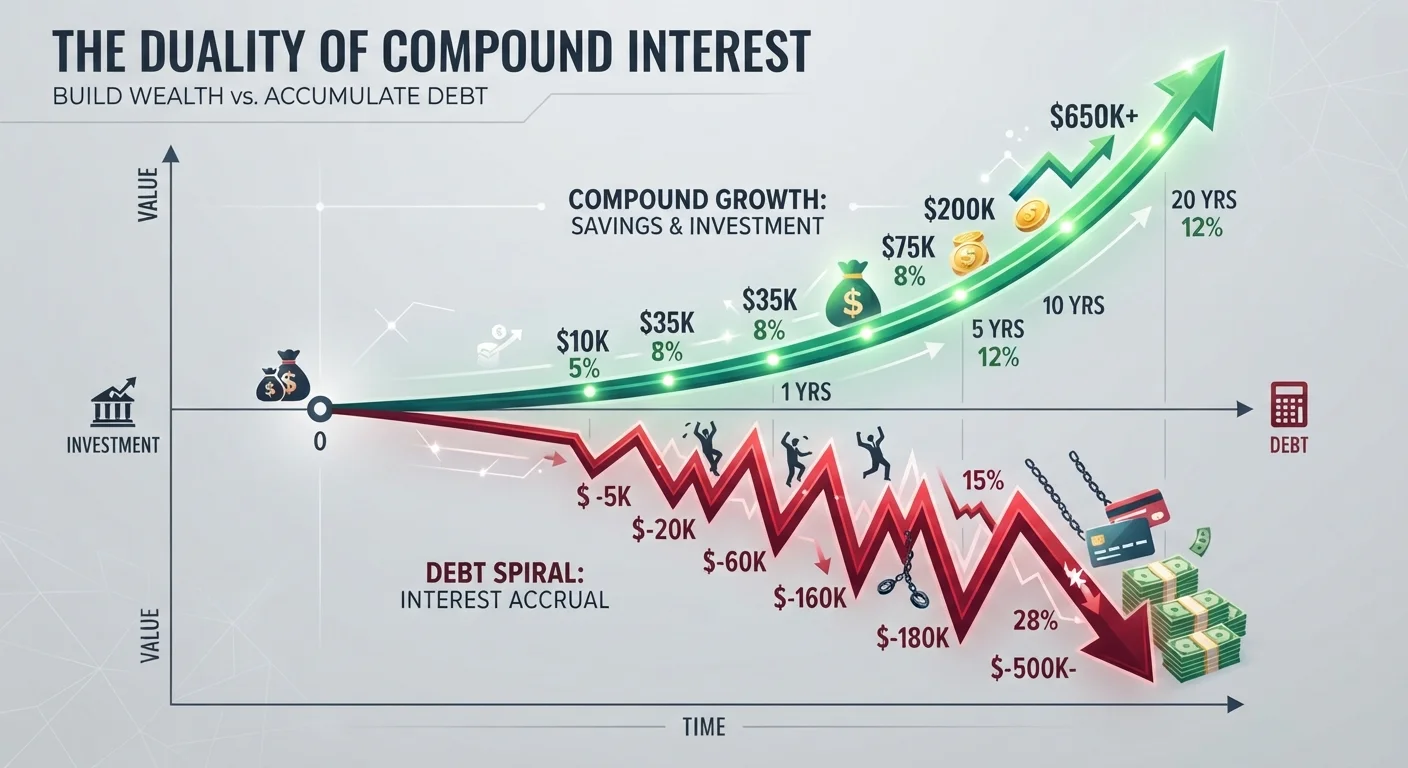 Understanding Compound Interest: The Force Behind Both Savings Growth and Debt Spirals